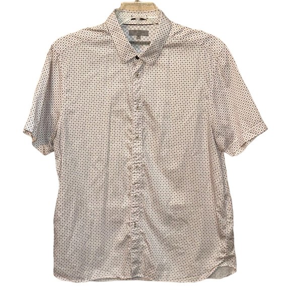 Men's Ted Baker Short Sleeve Button Down Collar Shirt Red/Blue/White‎ Size 6 - Picture 1 of 7
